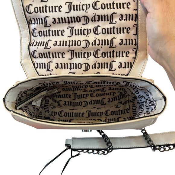 Juicy Couture OffβWhite Quilted Crossbody w/Gun Metal Hearts & Shoulder Strap. - Picture 8 of 8